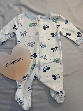 Disney Baby - Blue and White Mickey Mouse Footie Sleeper